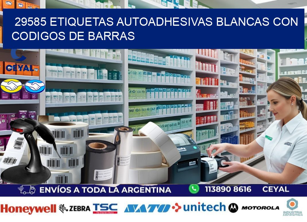29585 etiquetas autoadhesivas blancas con codigos de barras