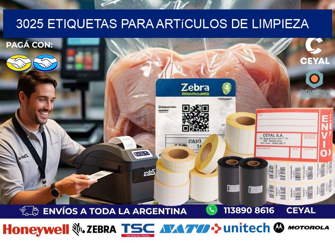 3025 Etiquetas para artículos de limpieza