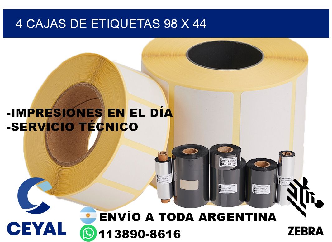 4 cajas de etiquetas 98 x 44
