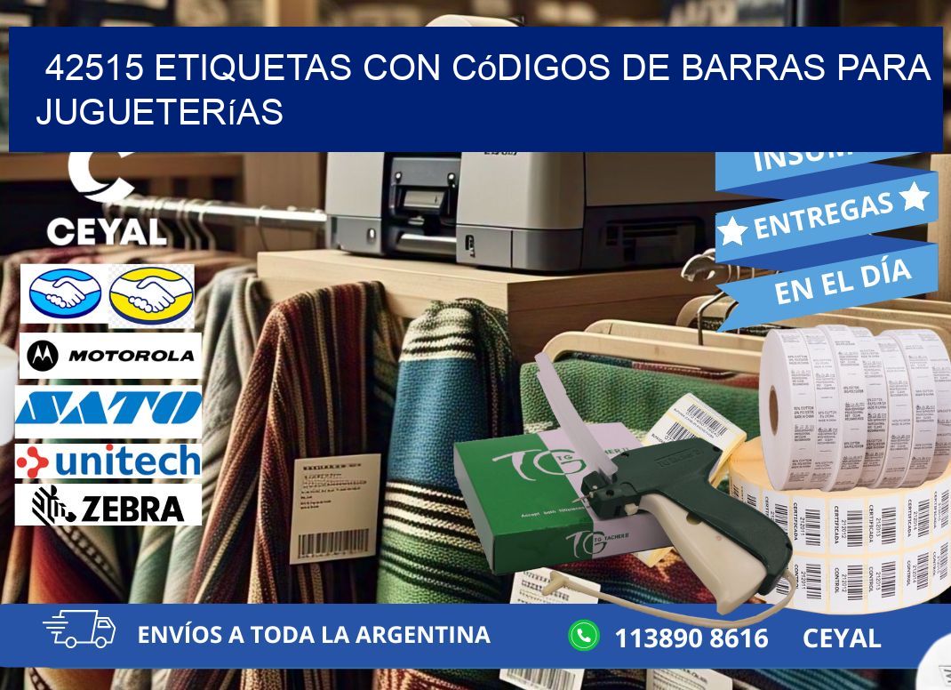 42515 etiquetas con códigos de barras para jugueterías