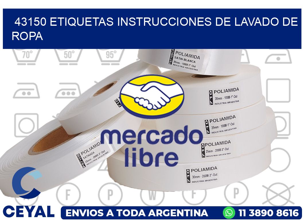 43150 etiquetas instrucciones de lavado de ropa