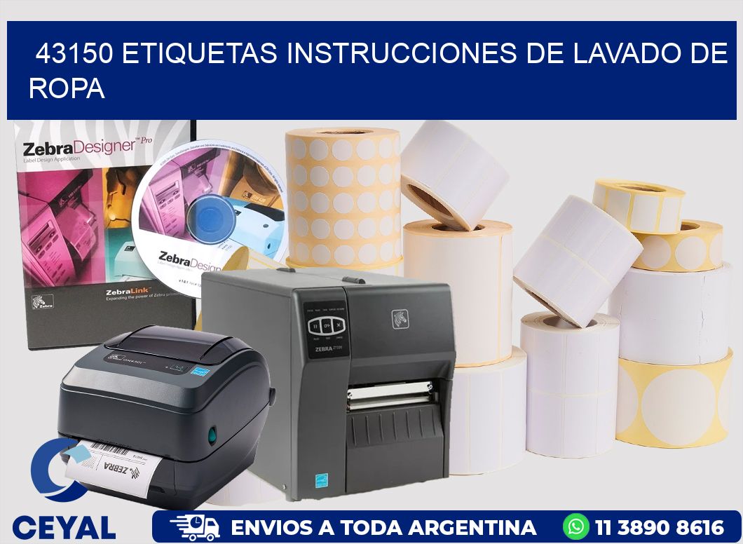 43150 etiquetas instrucciones de lavado de ropa