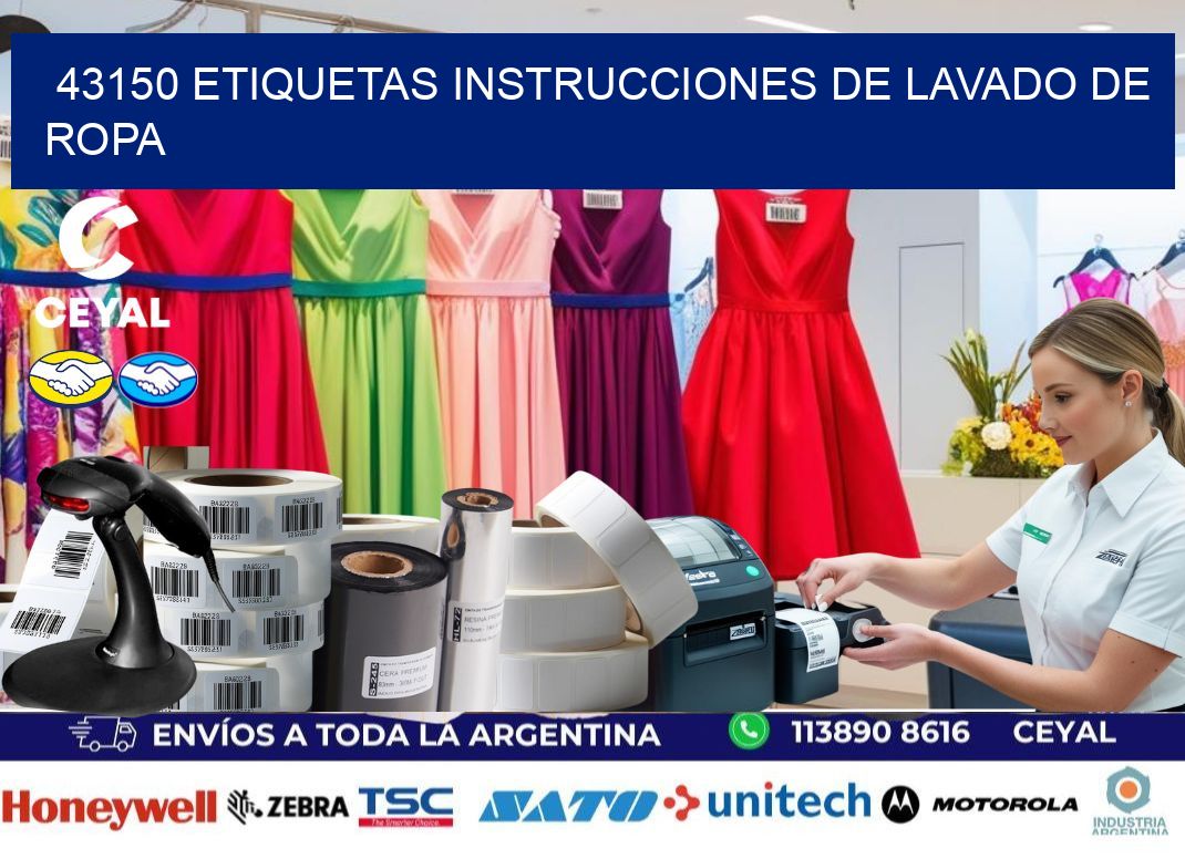 43150 etiquetas instrucciones de lavado de ropa