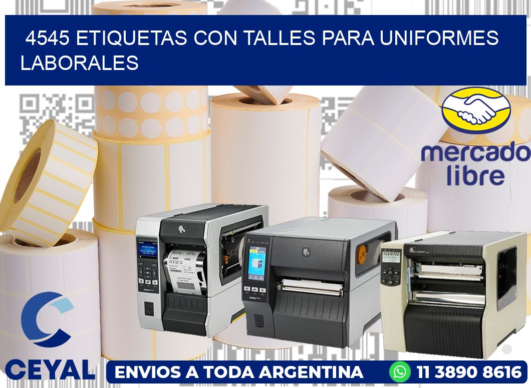 4545 etiquetas con talles para uniformes laborales