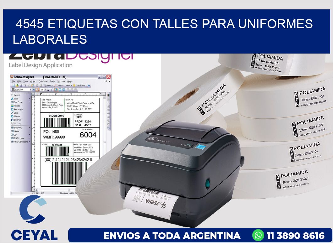 4545 etiquetas con talles para uniformes laborales