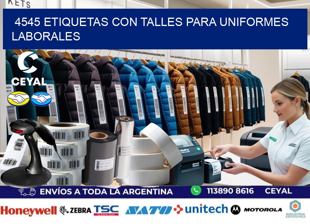 4545 etiquetas con talles para uniformes laborales