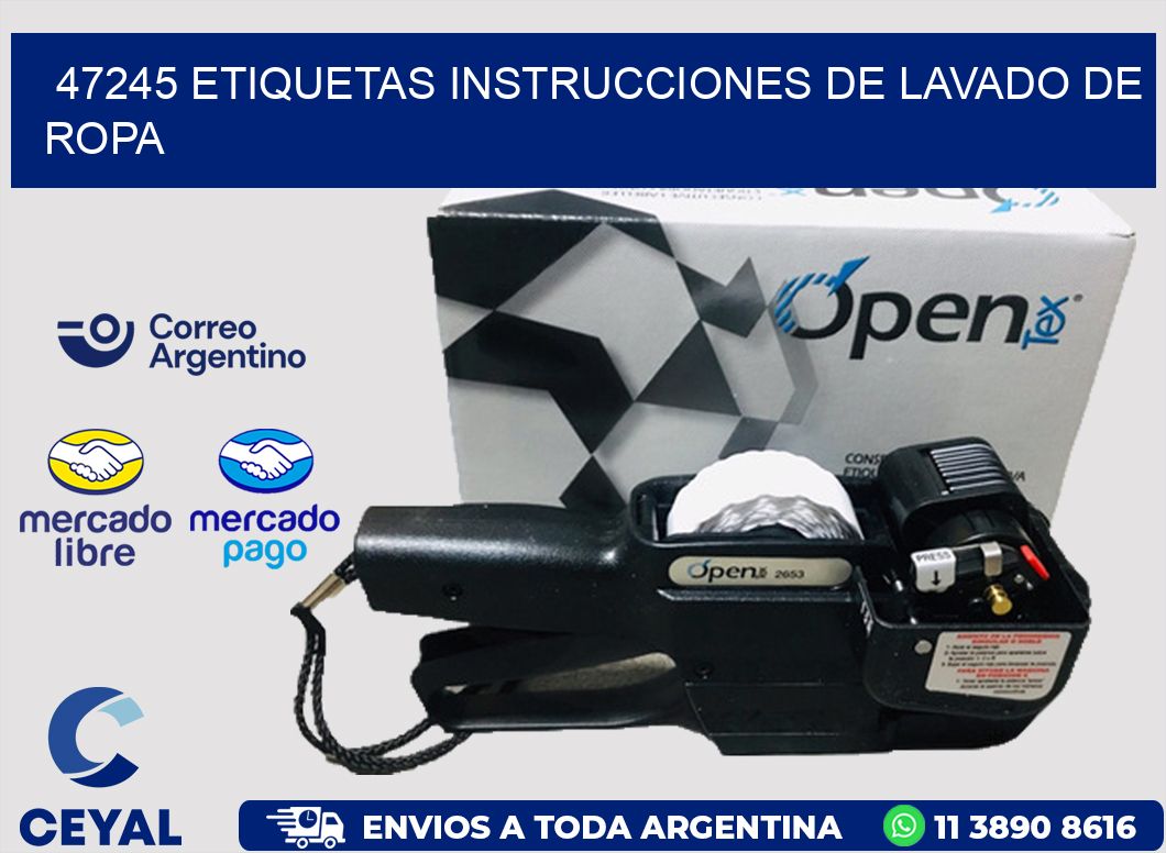 47245 etiquetas instrucciones de lavado de ropa