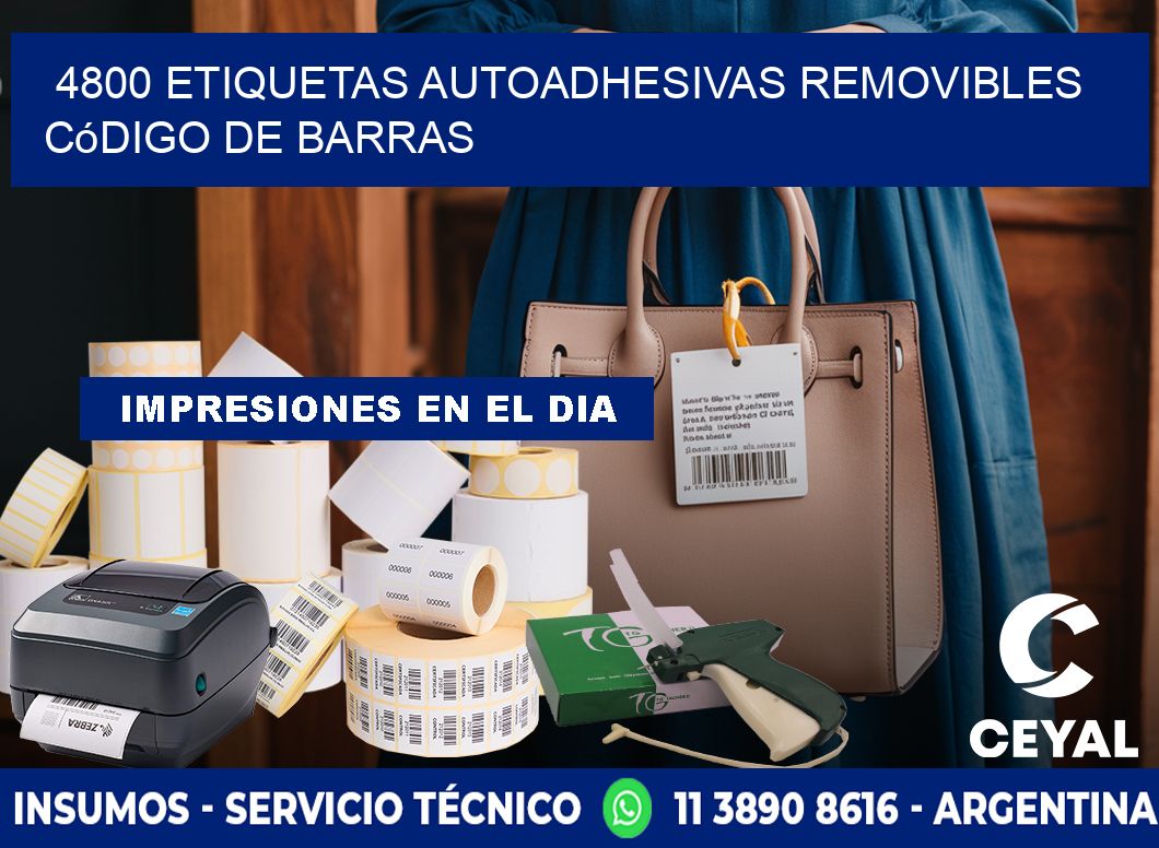 4800 etiquetas autoadhesivas removibles código de barras