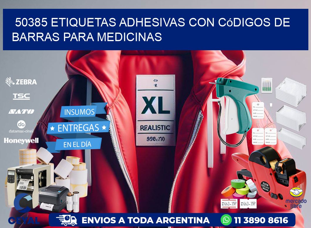 50385 etiquetas adhesivas con códigos de barras para medicinas