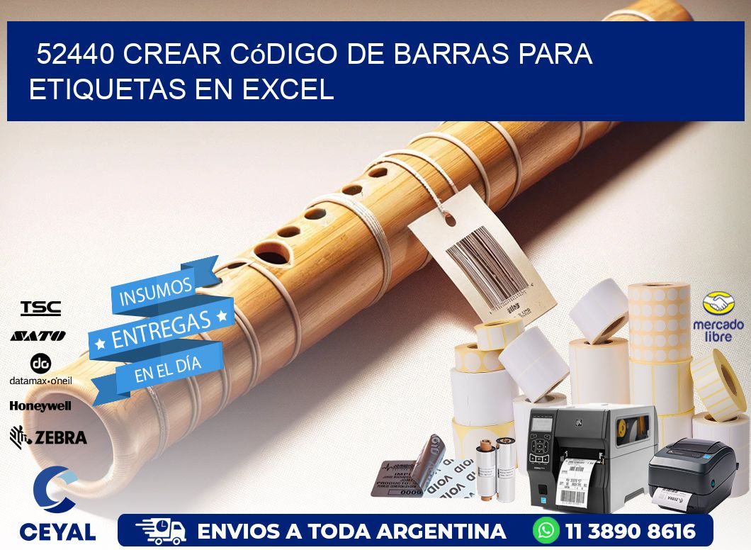 52440 Crear código de barras para etiquetas en Excel
