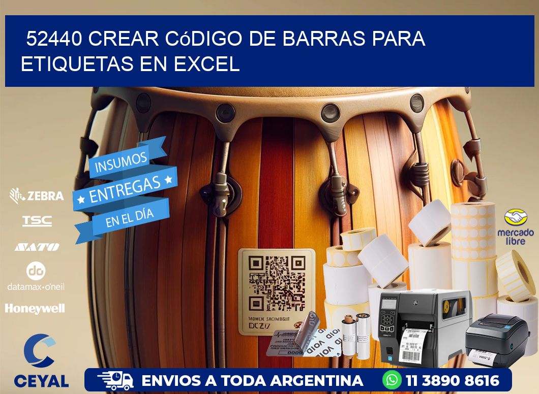 52440 Crear código de barras para etiquetas en Excel