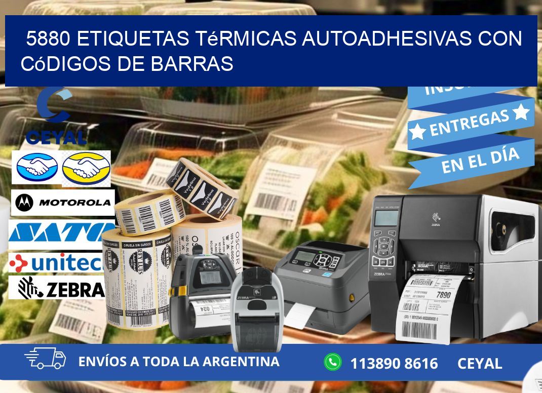 5880 Etiquetas térmicas autoadhesivas con códigos de barras