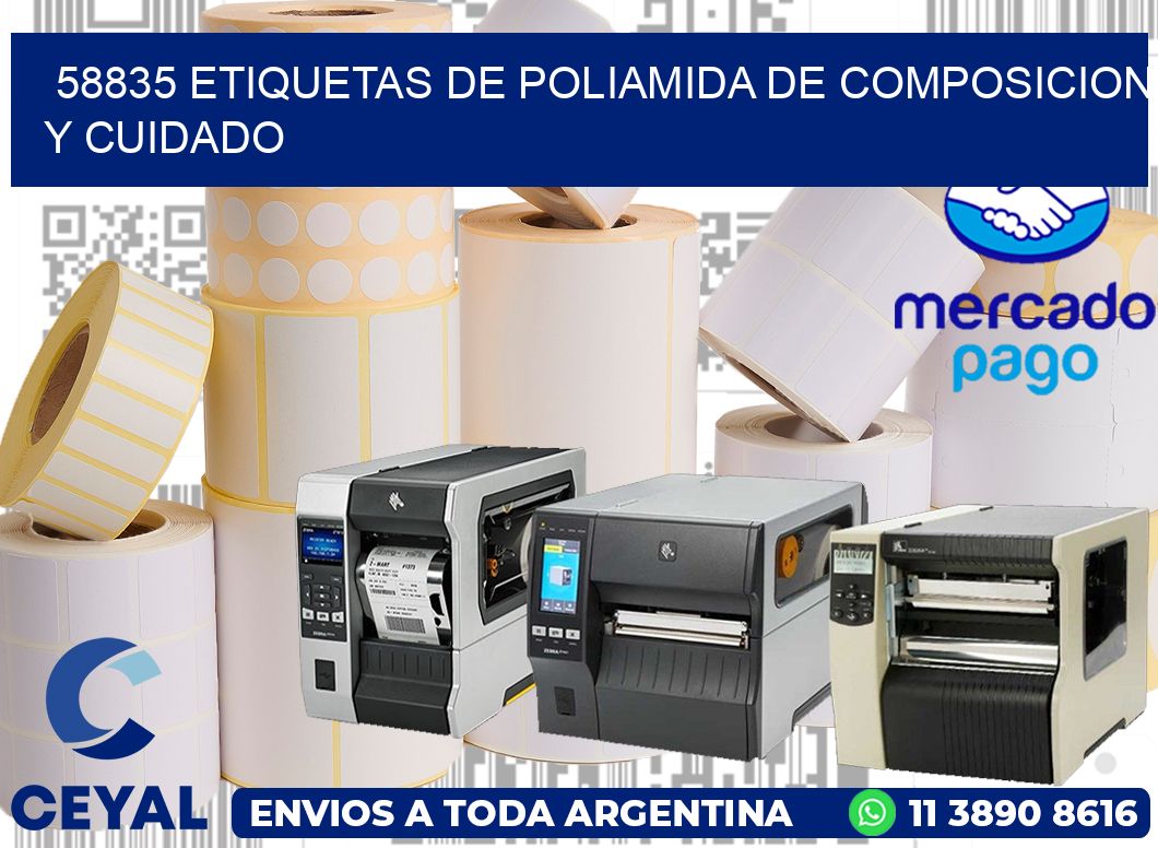 58835 etiquetas de poliamida de composicion y cuidado