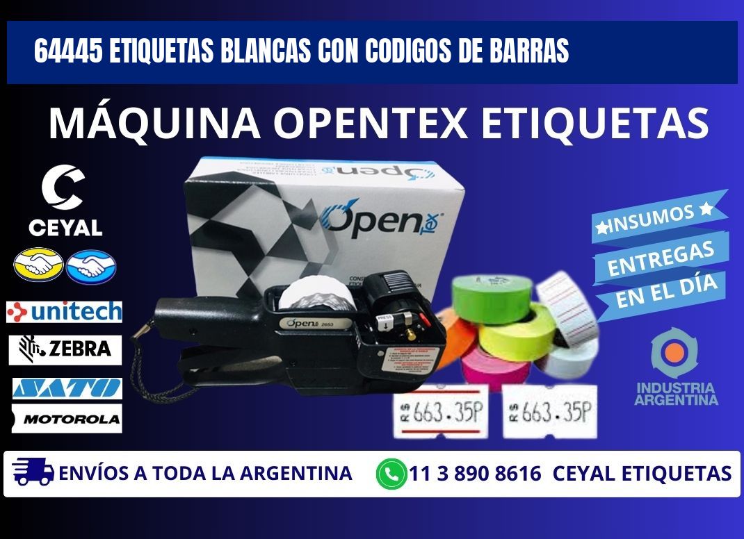 64445 etiquetas blancas con codigos de barras