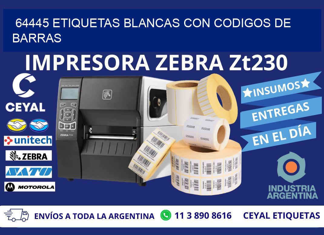 64445 etiquetas blancas con codigos de barras