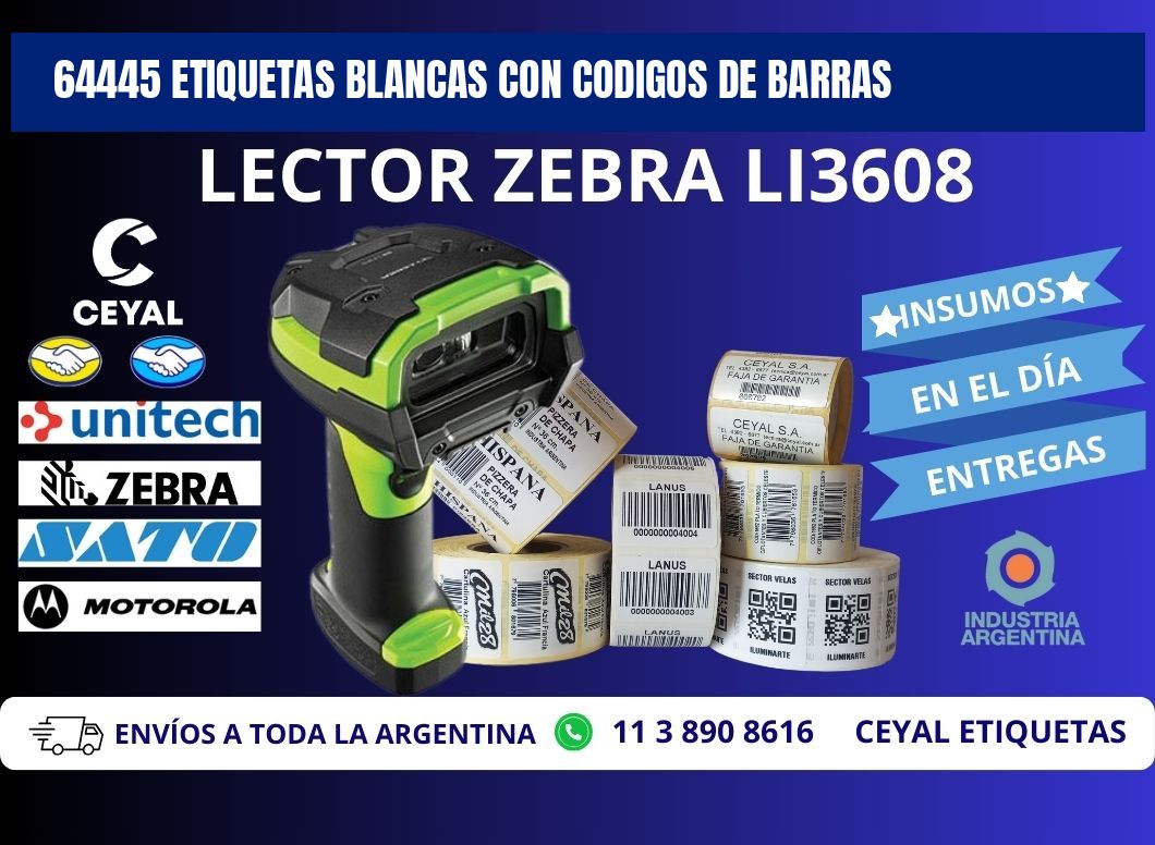 64445 etiquetas blancas con codigos de barras