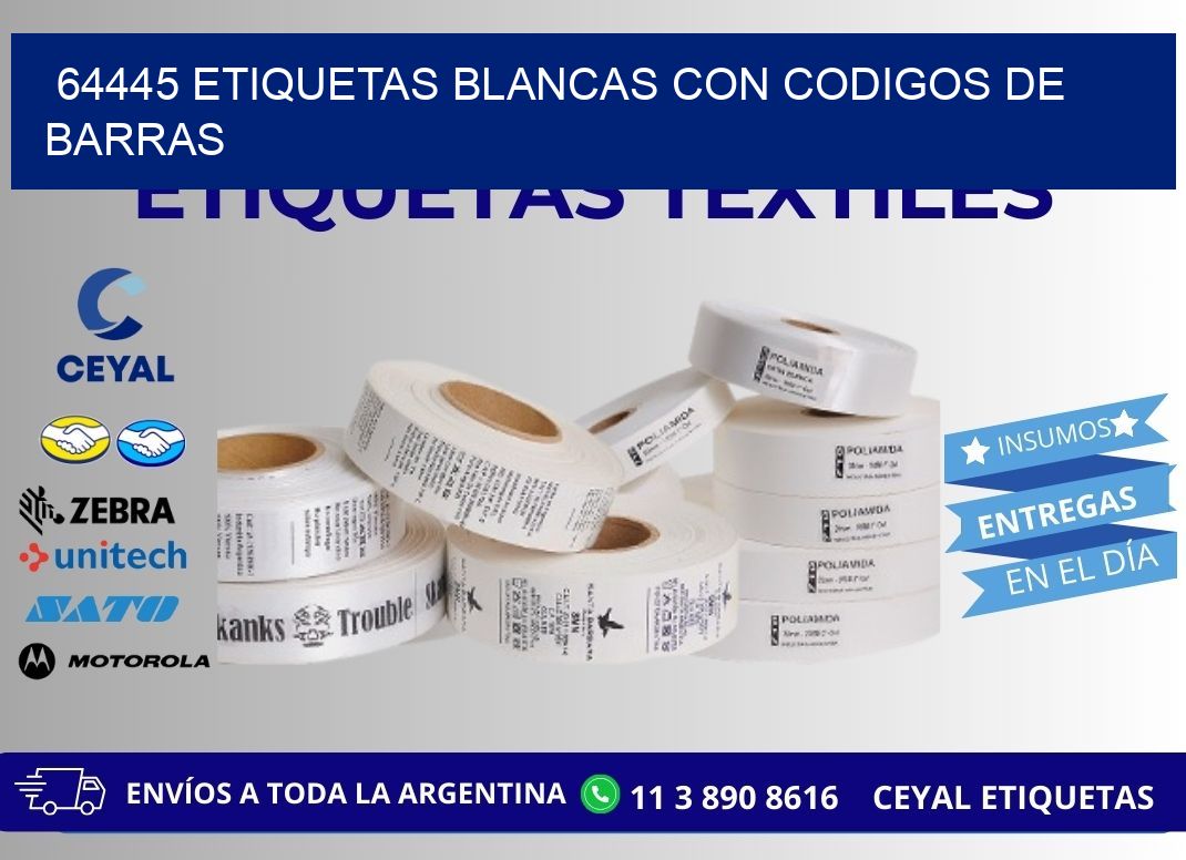 64445 etiquetas blancas con codigos de barras