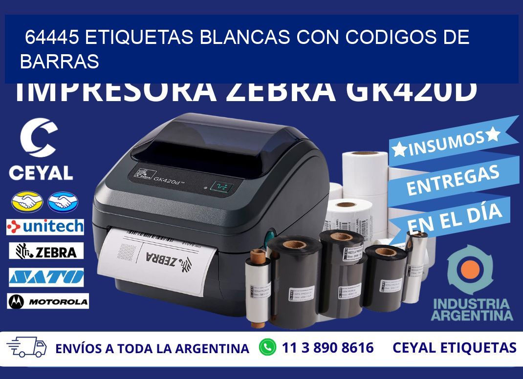 64445 etiquetas blancas con codigos de barras