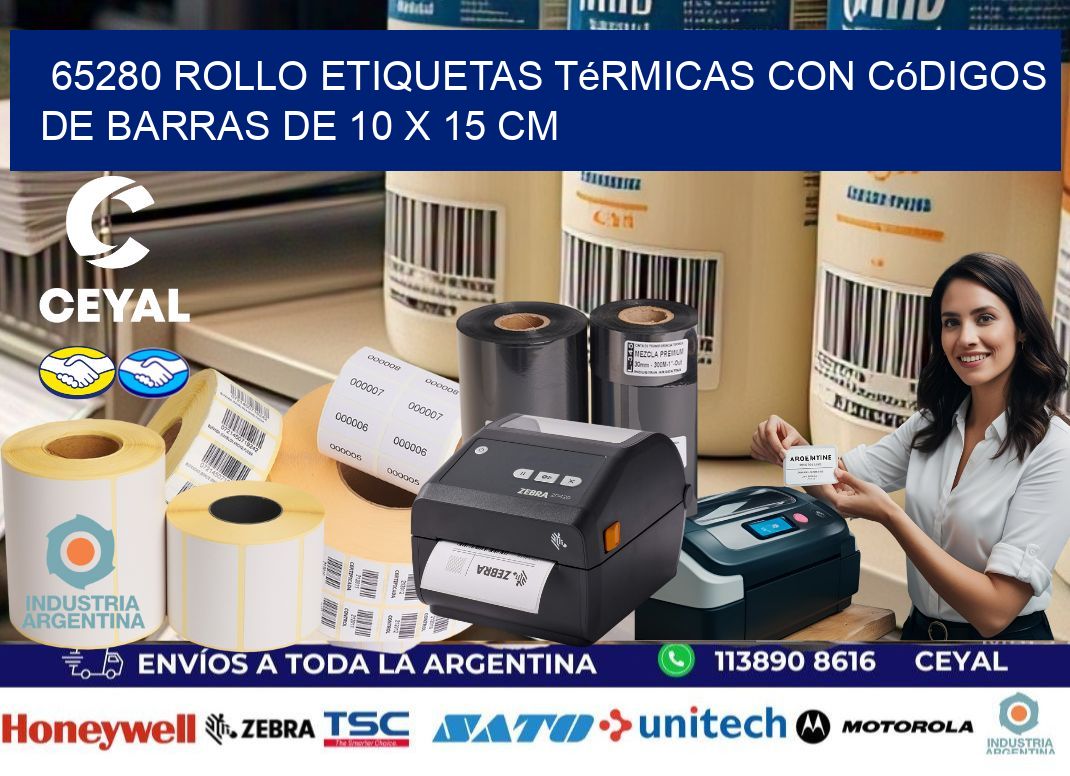 65280 Rollo etiquetas térmicas con Códigos de Barras de 10 x 15 cm