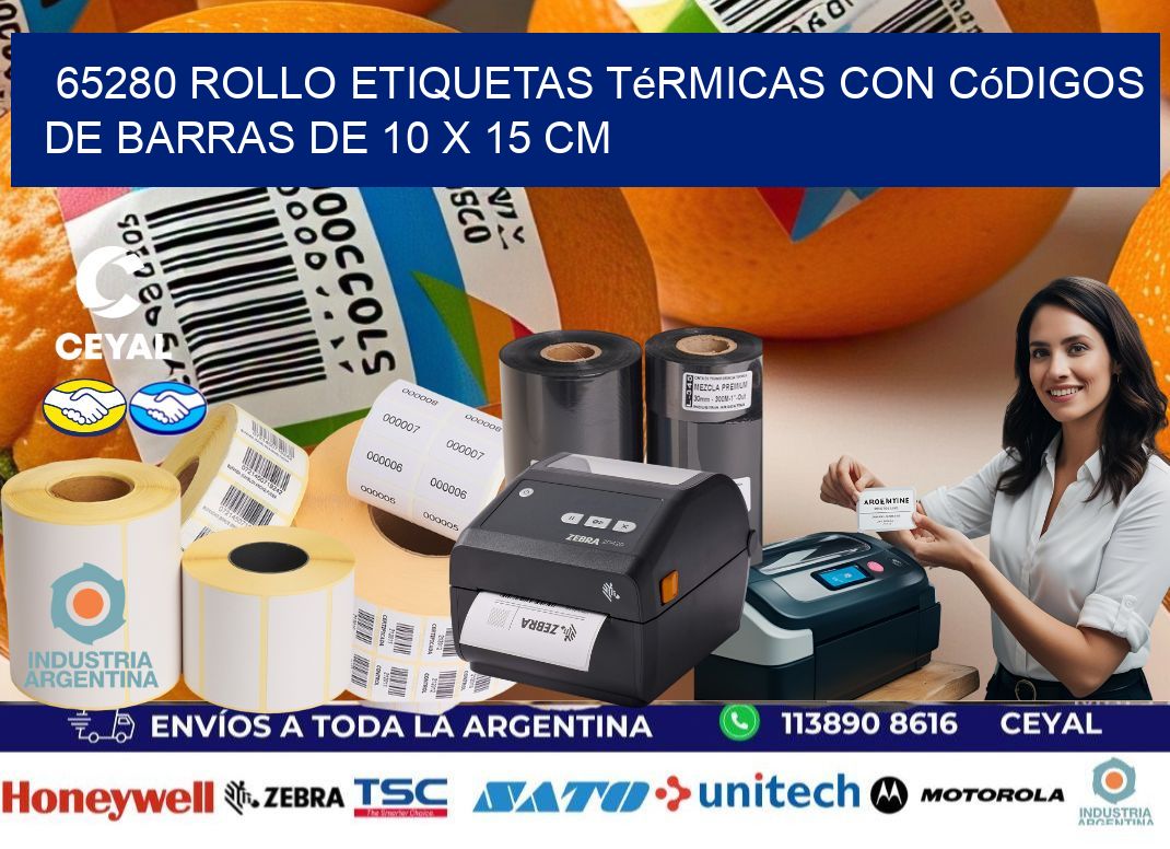 65280 Rollo etiquetas térmicas con Códigos de Barras de 10 x 15 cm