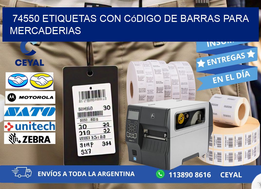 74550 etiquetas con código de barras para mercaderias