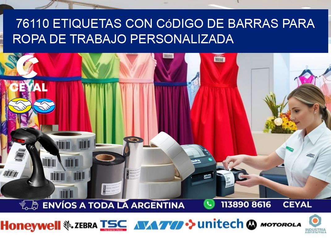 76110 Etiquetas con código de barras para ropa de trabajo personalizada