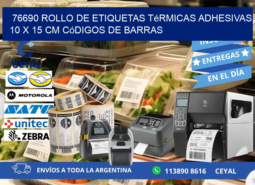 76690 Rollo de Etiquetas Térmicas Adhesivas 10 x 15 cm Códigos de Barras