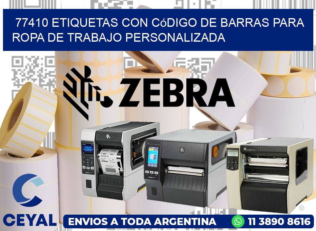 77410 Etiquetas con código de barras para ropa de trabajo personalizada
