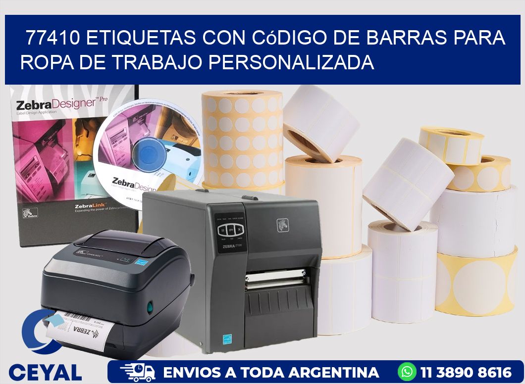 77410 Etiquetas con código de barras para ropa de trabajo personalizada