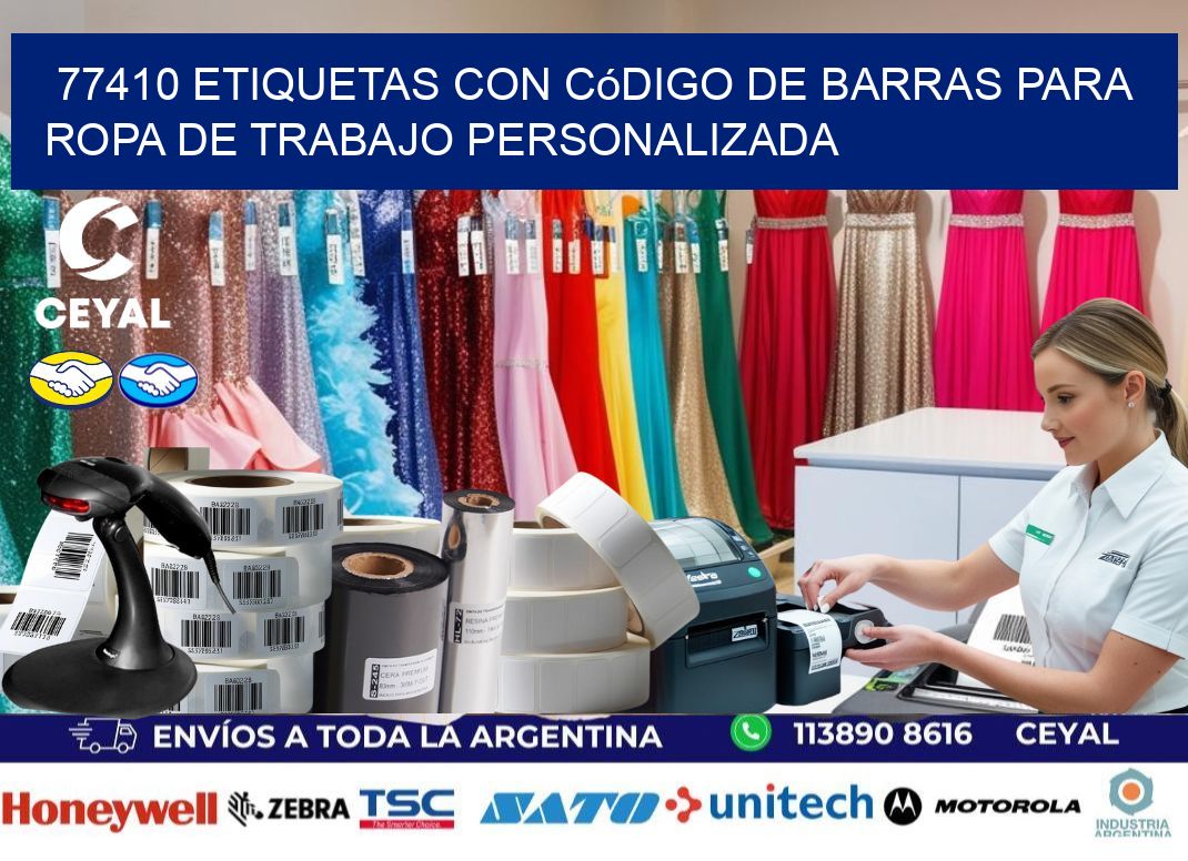 77410 Etiquetas con código de barras para ropa de trabajo personalizada