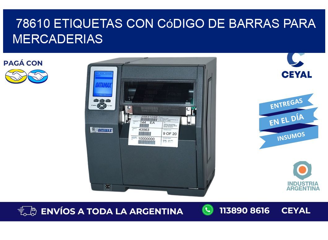 78610 etiquetas con código de barras para mercaderias