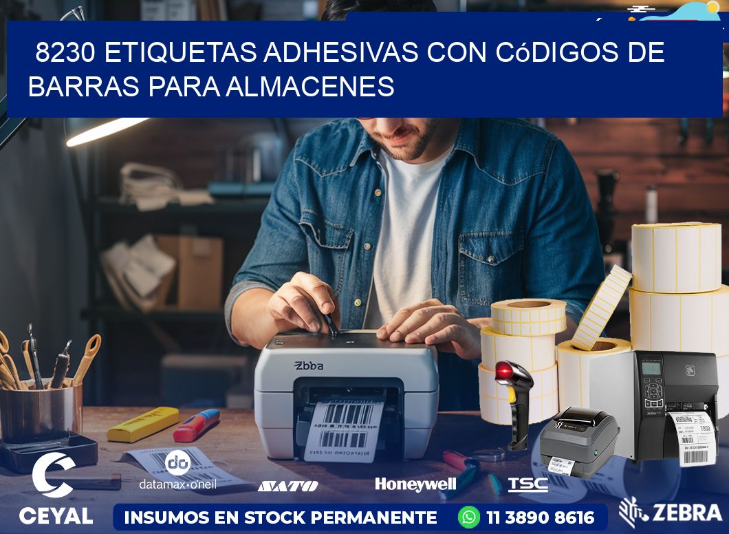 8230 etiquetas adhesivas con códigos de barras para almacenes