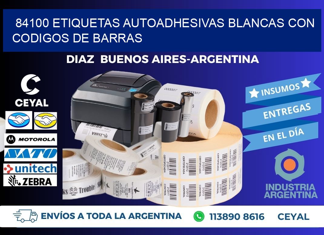 84100 etiquetas autoadhesivas blancas con codigos de barras