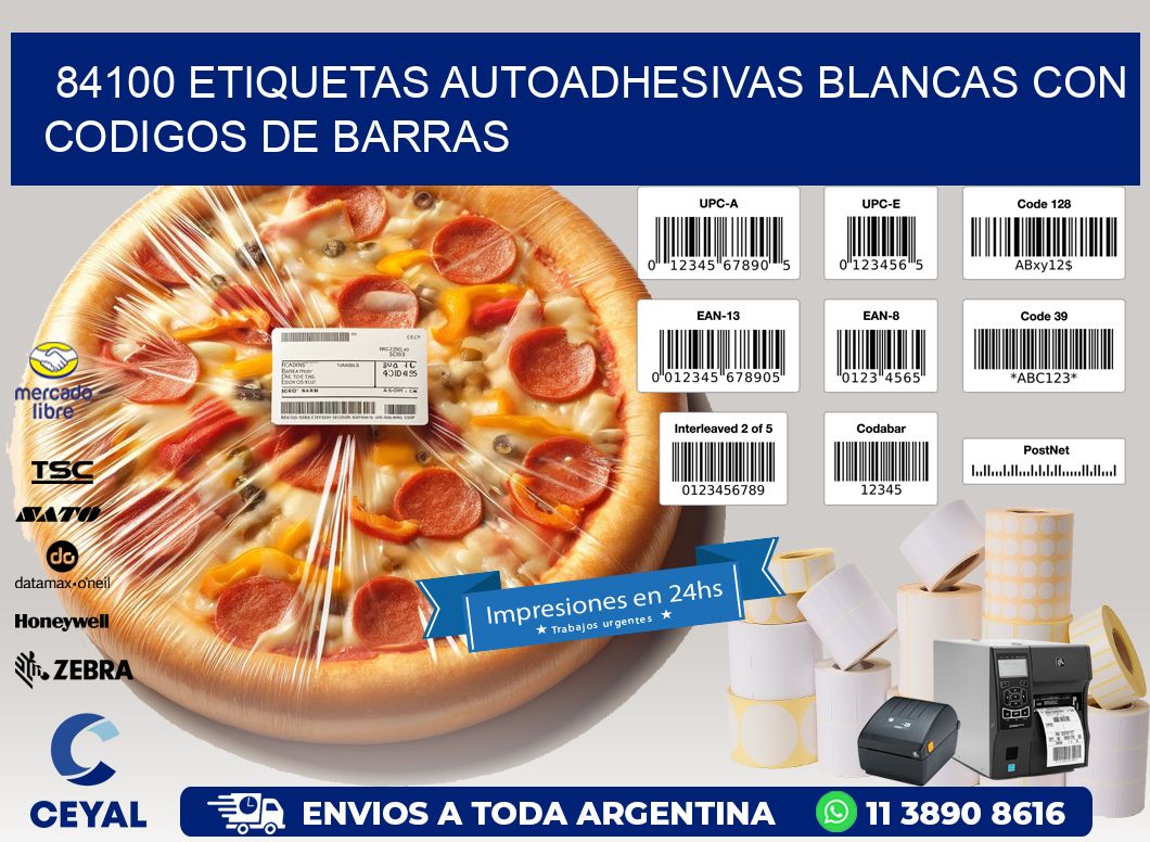84100 etiquetas autoadhesivas blancas con codigos de barras