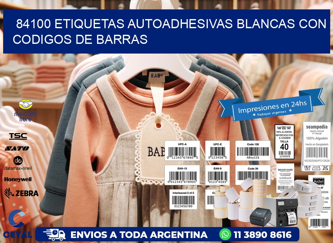 84100 etiquetas autoadhesivas blancas con codigos de barras