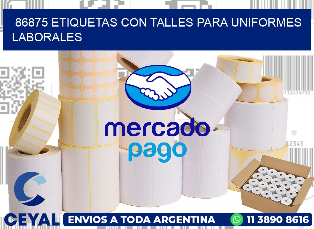 86875 etiquetas con talles para uniformes laborales