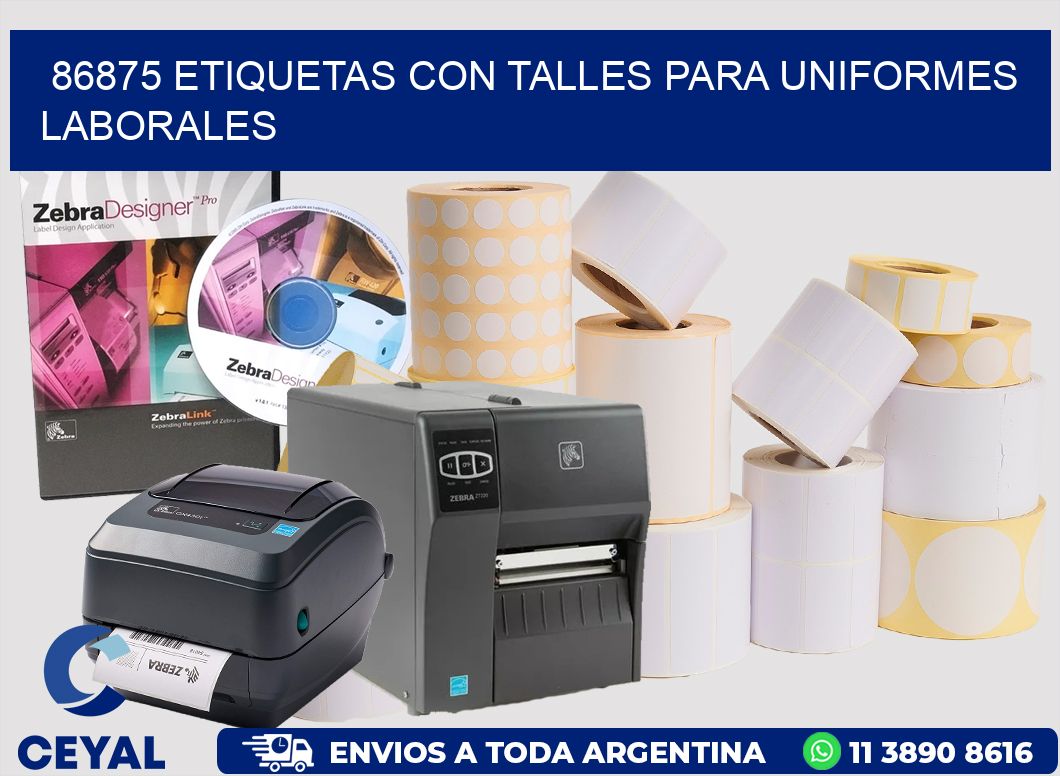 86875 etiquetas con talles para uniformes laborales