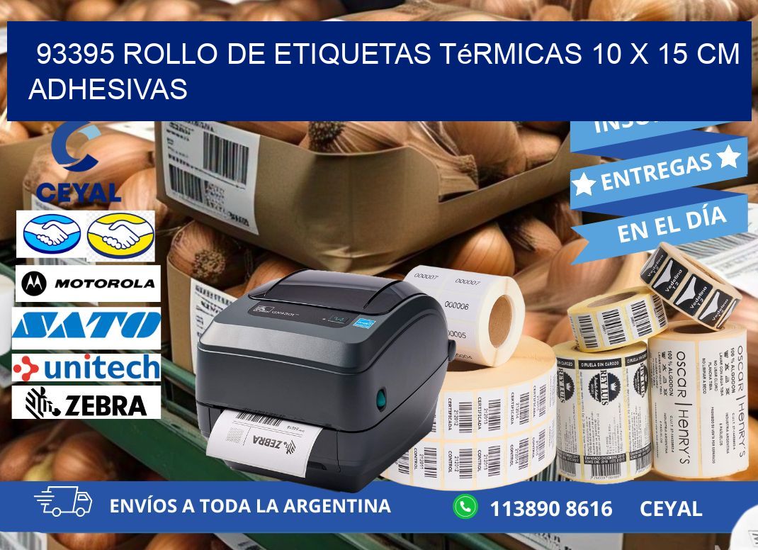 93395 Rollo de Etiquetas Térmicas 10 x 15 cm Adhesivas