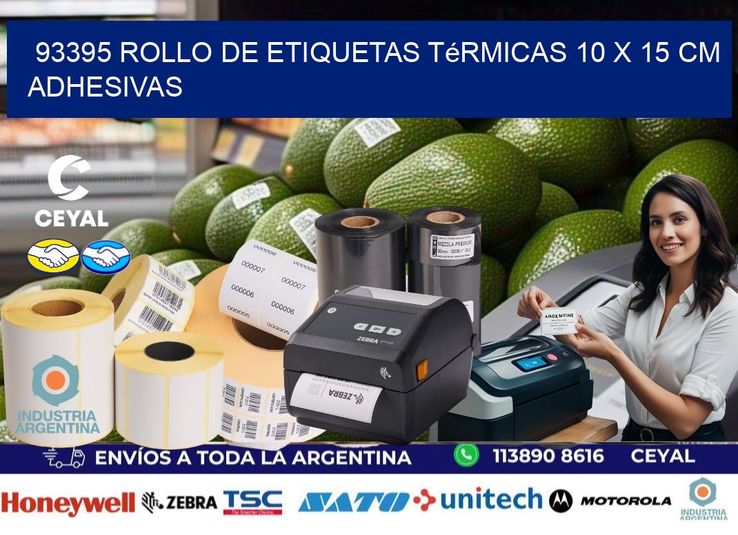 93395 Rollo de Etiquetas Térmicas 10 x 15 cm Adhesivas