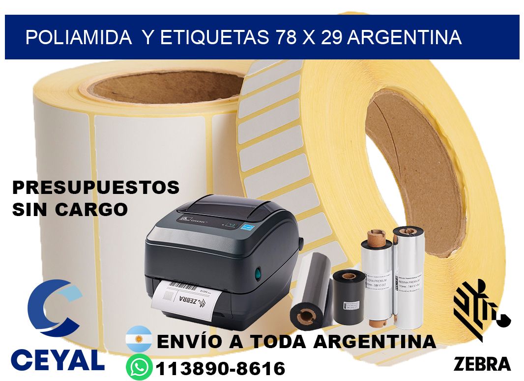 Poliamida  y etiquetas 78 x 29 argentina