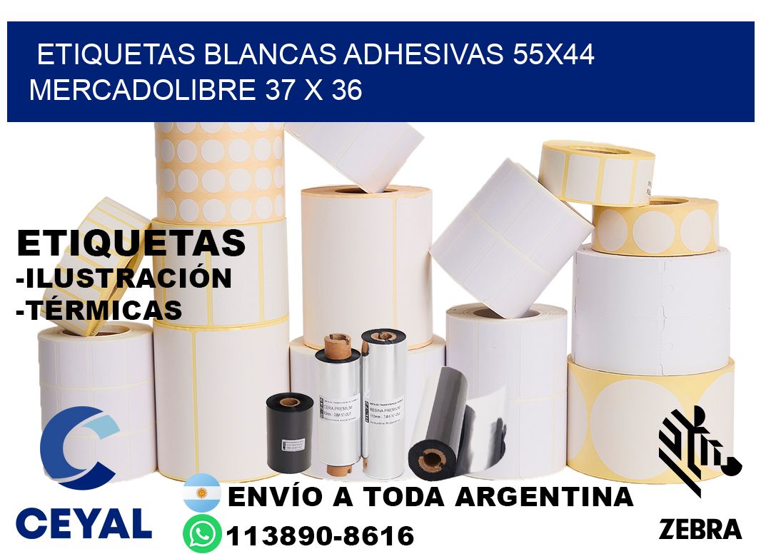 etiquetas blancas adhesivas 55x44 mercadolibre 37 x 36