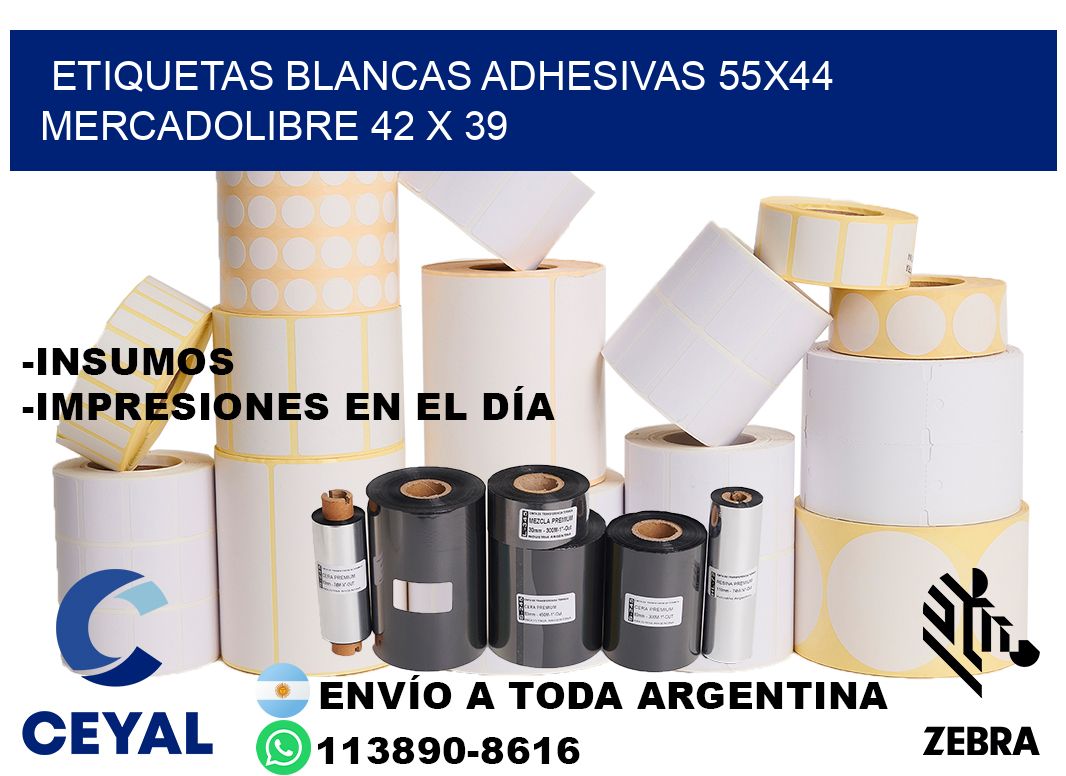etiquetas blancas adhesivas 55x44 mercadolibre 42 x 39