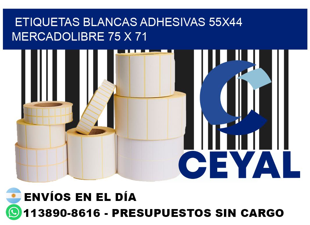 etiquetas blancas adhesivas 55x44 mercadolibre 75 x 71