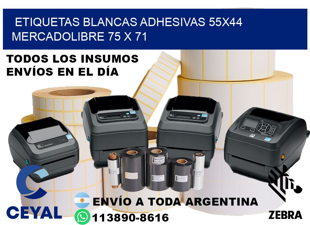 etiquetas blancas adhesivas 55x44 mercadolibre 75 x 71