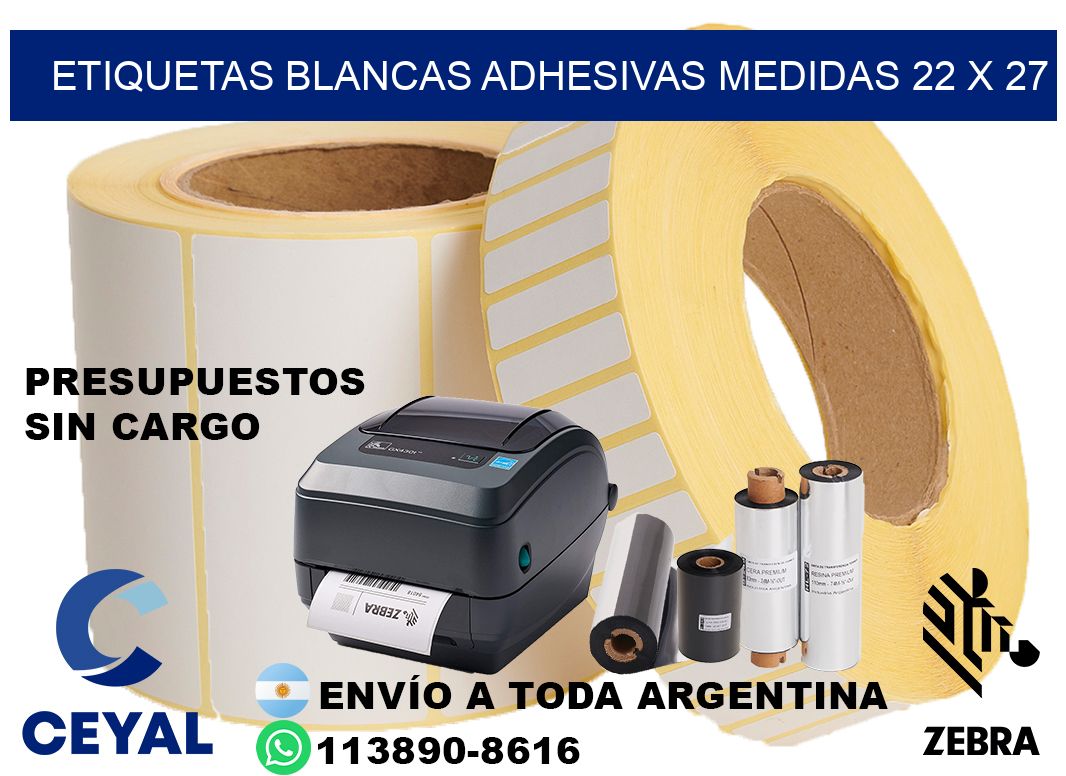 etiquetas blancas adhesivas medidas 22 x 27