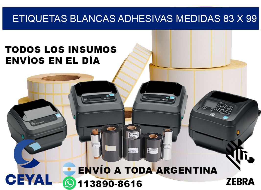 etiquetas blancas adhesivas medidas 83 x 99