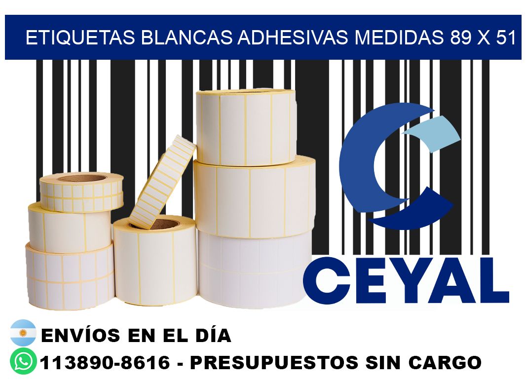etiquetas blancas adhesivas medidas 89 x 51