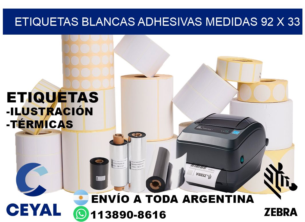 etiquetas blancas adhesivas medidas 92 x 33