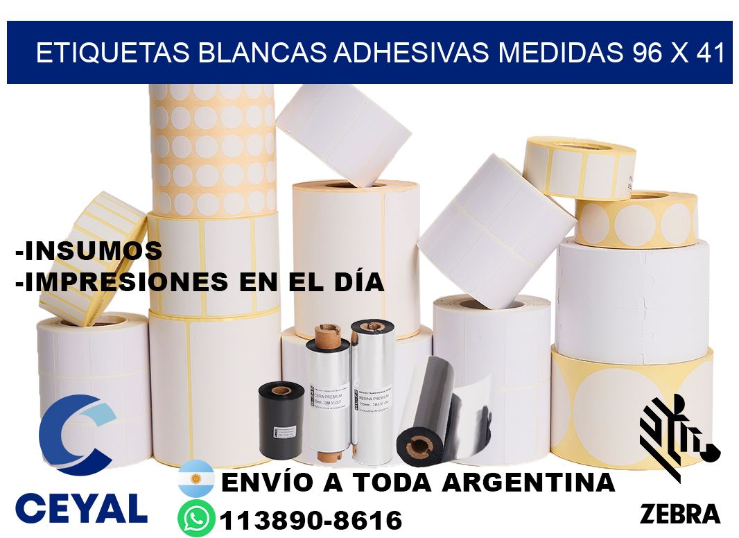 etiquetas blancas adhesivas medidas 96 x 41