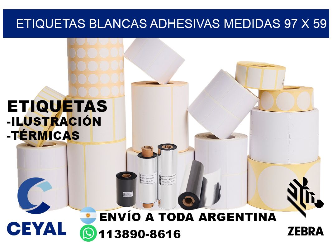 etiquetas blancas adhesivas medidas 97 x 59
